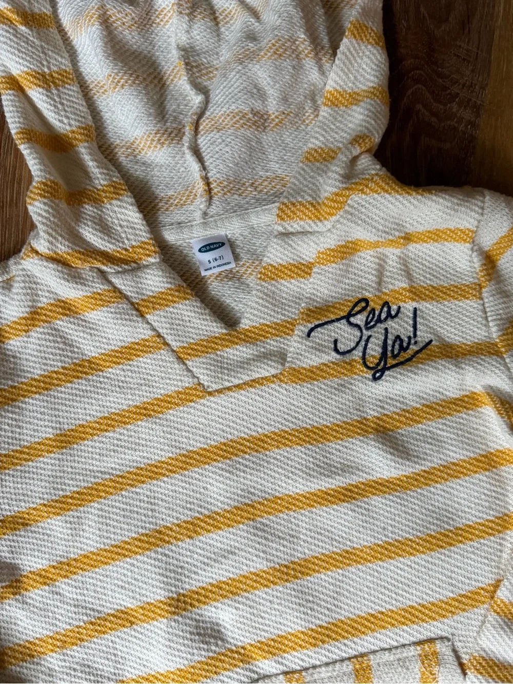 Old Navy Kids Yellow & White Striped beach Baja/cover up Top